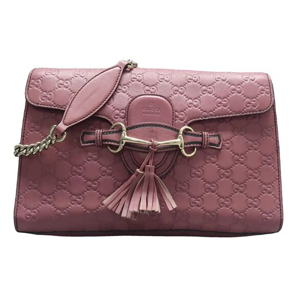 GUCCI Emily Purple Leather Shoulder Bag 534-061925